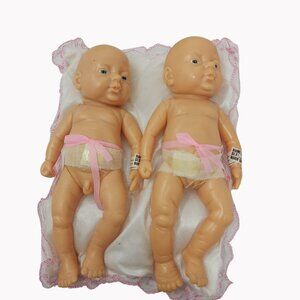 Set Of 2 Gender-Specific 9 inch Anatomically Correct Baby Dolls With Pillow